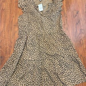 J. Crew Tan and Black Polka Dot Dress
